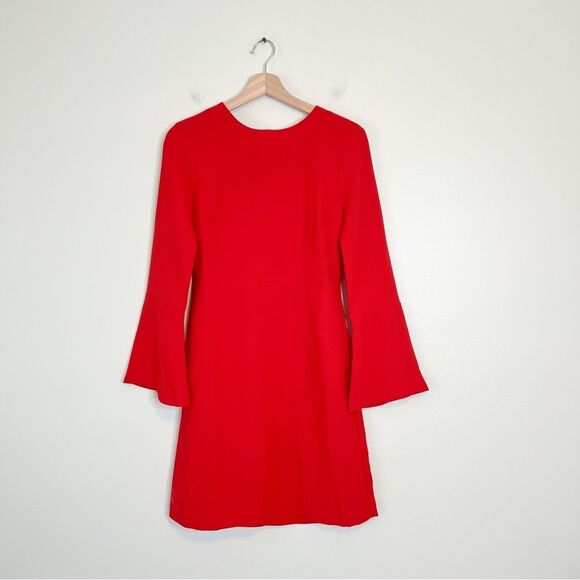 Banana Republic Red Long Bell Sleeve Mini Dress Tie Open Back Size 0 Classic - Picture 3 of 11